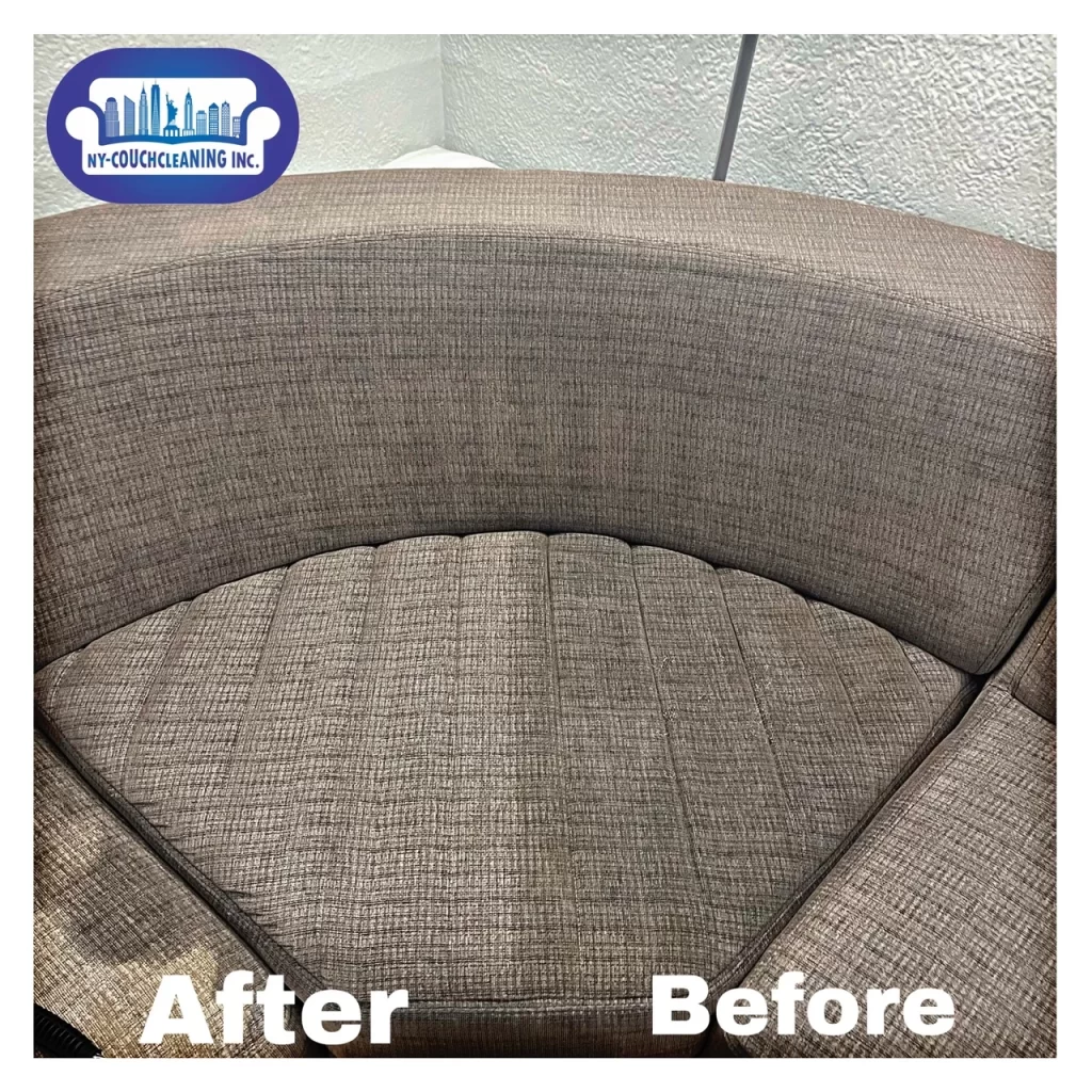 a couch with a curved seat